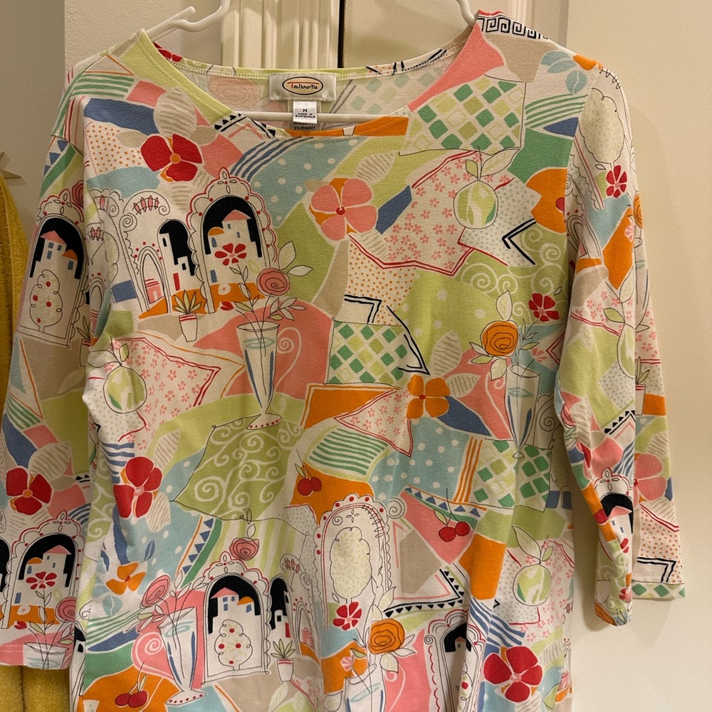 Talbots Multicolor Abstract Long Sleeve Tee